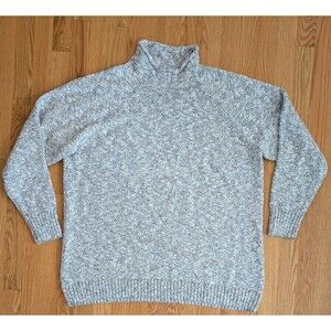 LL Bean Women's Cotton Ragg Sweater, Funnelneck Pullover 2X Plus Size Gray $80